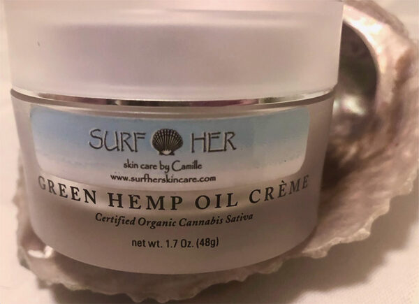 Container of Green Hemp Oil Cream